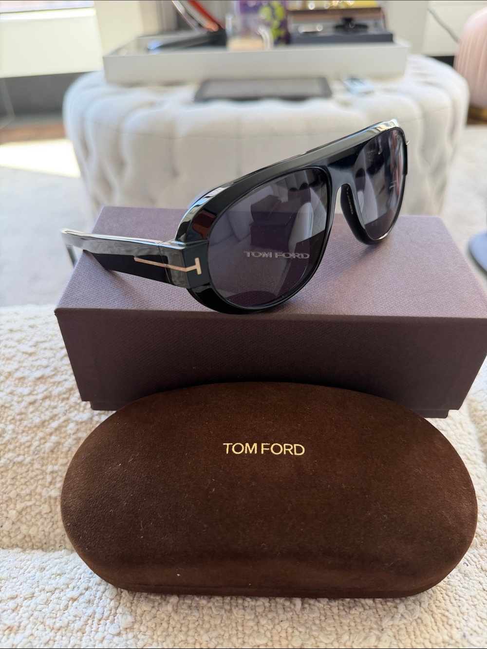 Tom Ford Black Frame Sunglasses with Dark Lenses
